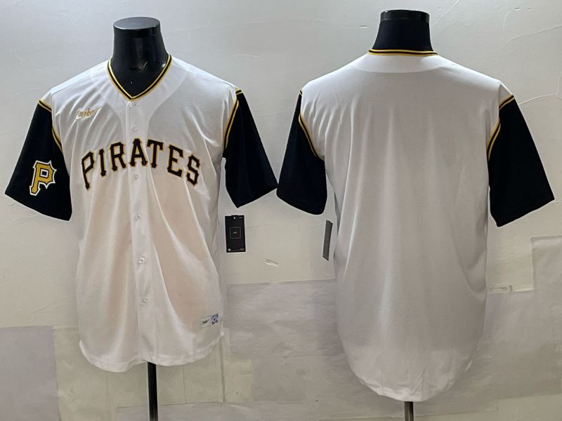 Men Pittsburgh Pirates Blank White Throwback Nike MLB 2025 Jersey 02